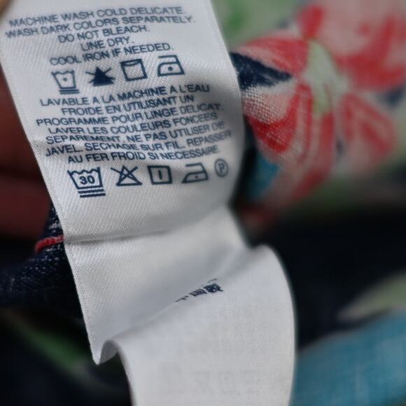 Land's End Mens Linen Hawaiian Tropical Button Up Shirt XL T - Picture 5 of 13